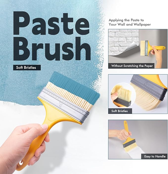 FOSHIO Wallpaper Smoothing Tool Kit, Wallpaper Smoothing Brush, Seam Roller, Paste Brush, Wallpaper Scraper Tool, Wallpaper Tools for Peel and Stick, Contact Paper, Vinyl, Window Film Application Kit