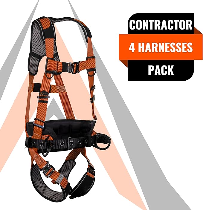 Malta Dynamics Warthog Comfort MAXX - Safety Harness for Construction – Fall Protection Equipment with Removable Belt and Lumbar Support, Side D-Rings, and Padding, OSHA & ANSI Compliant (L-XL)