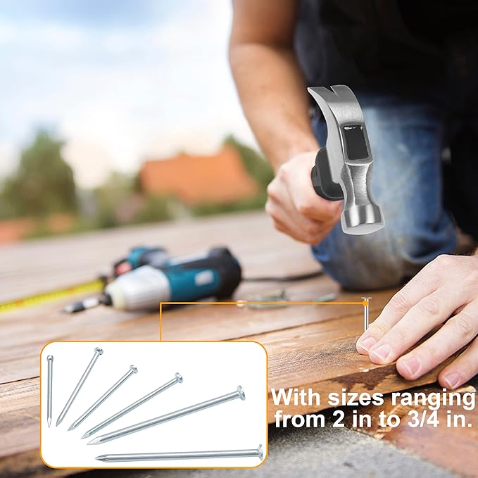 KURUI 700pcs Hardware Nails for Hanging Pictures, Up to 2"-Long Finish Nails Assortment Kit for Wall Art Decor, 640 Frame Nails and 60 Small Finishing Nails for Drywall Wood - Silver Picture Hangers