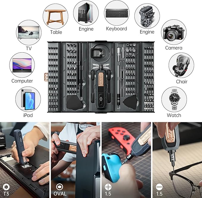 Mini Precision Screwdriver Set,JAKEMY 180 in 1 Laptop Screwdriver Repair Tool Kit,Magnetic Multi-Bit Tiny Screwdriver Bit Kit for DIY,Computer,PS5,Xbox,RC Car,Jewelers,Glasses,Watch,Home