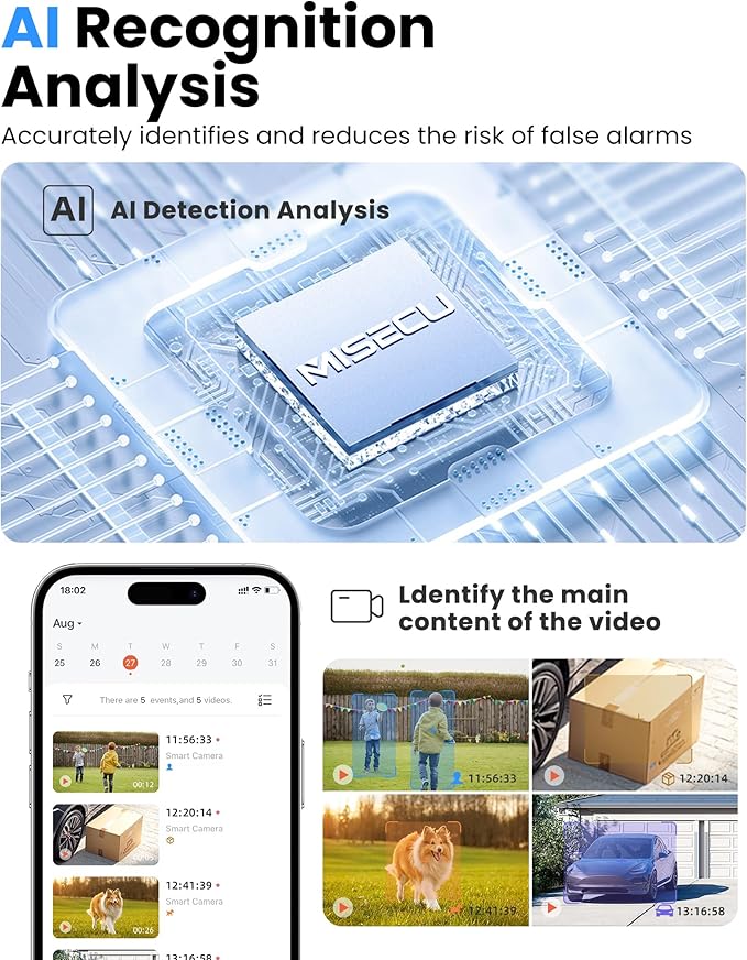 Outdoor Security Camera Wireless, 2K Battery Powered WiFi Cameras for Home Security with AI Motion Detection, Color Night Vision, Siren Alarm, 2-Way Talk, IP66 Waterproof, Cloud/SD Storage (4 Pack)