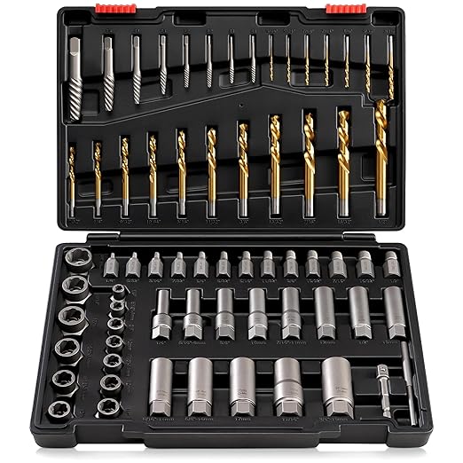 Kolvoii Screw Extractor Set & Bolt Extractor Kit, Stripped Lug Nut Remover Set, 67 Pcs Easy Out Bolt Extractor Set for Rusted, Rounded, Damaged Nuts, Screws, Bolts, 35#CR-MO 6542/4341 HSS Steel Cobalt