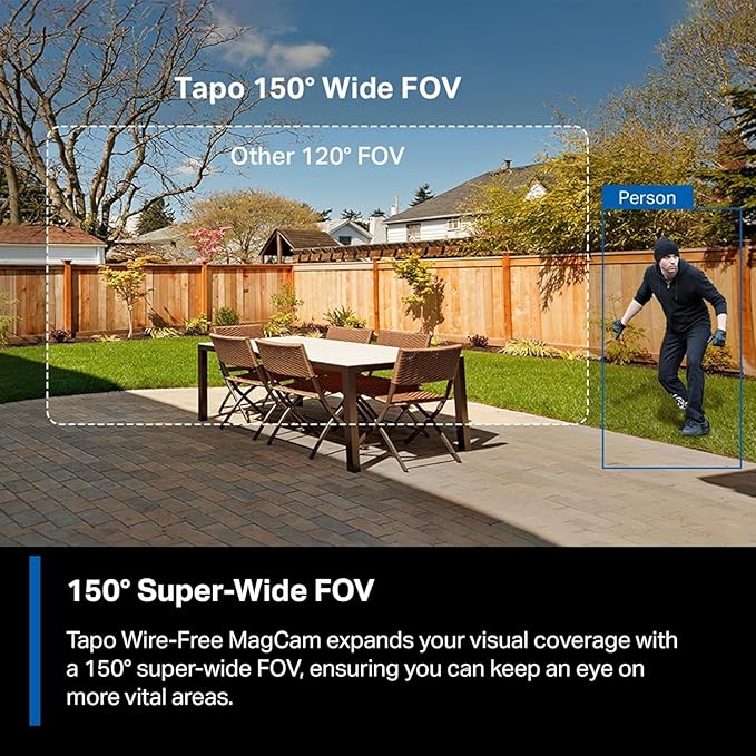Tapo MagCam, 2025 Wirecutter Best Outdoor Security Camera & PCMag Editors’ Choice, 2K, Battery, Magnetic Mount Wireless Camera, 150° FOV, SD/Cloud Storage, Person/Vehicle Detection