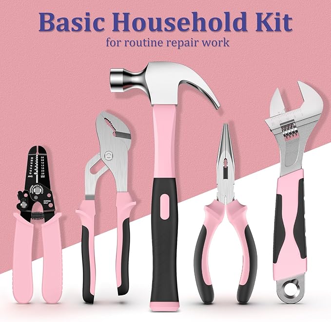 Sundpey Home Tool Kit 281-PCs - General Basic Home Auto Repair Tool Kits - Complete Portable Hand Tool Sets for Women - Tool Box Set with Socket Wrench Set & Screwdriver Sets & Hex Key & Pliers