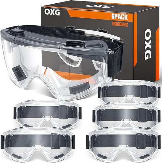 OXG 6 Pack Safety Goggles ANSI Z87.1 Glasses, Anti-Fog Protective Safety Glasses Lab Goggles Men Women Eye Protection Goggles