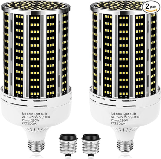250W 2 pack LED Corn Light Bulb,(2500W Equivalent )Commercial Grade 36500LM DayLight 5000K E26/E39 Medium Mogul Base LED Lamp,Large Area Lights For Outdoor Indoor Garage Warehouse Factory Bay Light