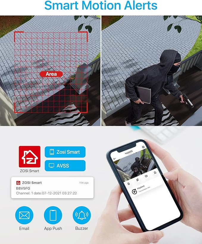 ZOSI H.265+ 1080p 16 Channel Home Security Camera System, 16CH DVR with AI Human Vehicle Detect, 12 x 1080p Surveillance Camera Outdoor, 120ft Night Vision, 105°Wide Angle, Remote Access, 4TB HDD