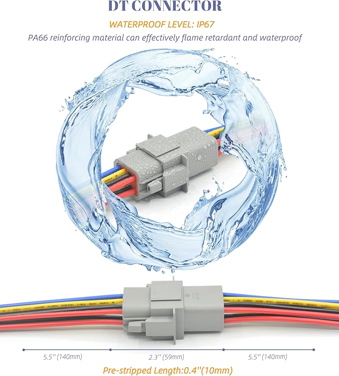 DT Deutsch 8 Pin Connector Kit Waterproof Electrical Connector 16 AWG Male and Female Automotive Wire Connectors for Car Truck Boat (8 Pin 2 Sets)