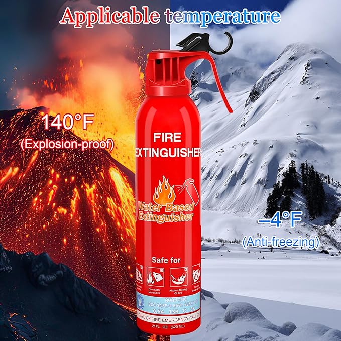 Fire Extinguisher for Home with Mount, 2 Pack Upgraded 8-in-1 Portable Fire Extinguishers For Vehicle Car Boat Marine Kitchen Emergency Supplies, Water-Based Extinguisher For A, B, C, K Fire Types