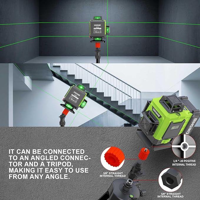 16 Lines Green Laser Level Kit -4x360° 4D Self-Leveling Cross Line Laser Level, Rotary Base and Accessories for Construction, Home Improvement and Picture Hanging,Portable Hard Carry Case Included…