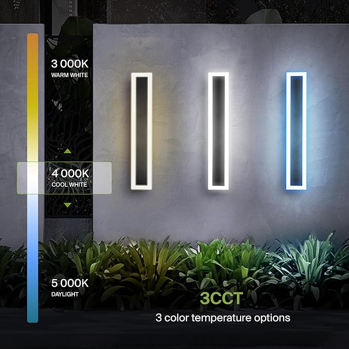 ASD LED 36" Long Wall Mount Light Fixture, Outdoor & Indoor Linear Sconce | 3CCT, Dimmable, Waterproof, Anti-Rust, ETL Listed | 30W 2350LM 3000-5000K 100-277V | Exterior Porch Lighting | Black