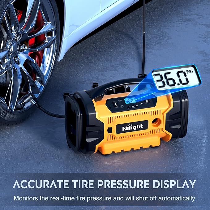 Nilight Portable Air Compressor Tire Inflator 3 Power Sources Pump 160PSI Dual Powerful Motors Fast Inflate Auto Shutoff for Cars & Inflatables Inflation/Deflation