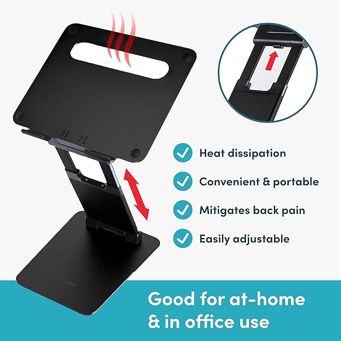 Ergonomic Adjustable Laptop Riser - Fits 10-17 Inch Laptops & MacBooks - Portable Desk Stand