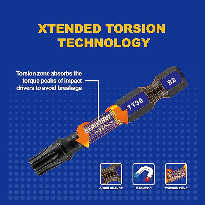 Impact Security Torx Screwdriver Bits Set,45 Pcs 2" Magnetic (TT10/TT15/TT20/TT25/TT30) S2 Steel Multi Hollow Star Driver Bits with Colorful Box