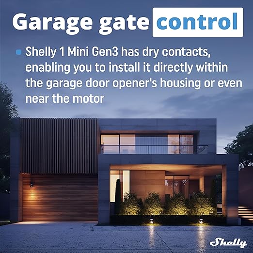 Shelly 1 Mini Gen3 | WiFi Smart Switch Relay 1 Channel 8A | Home Automation | Bluetooth Gateway | Compatible with Alexa & Google Home | iOS Android App | No Hub Required | Dry Contacts (2 Pack)