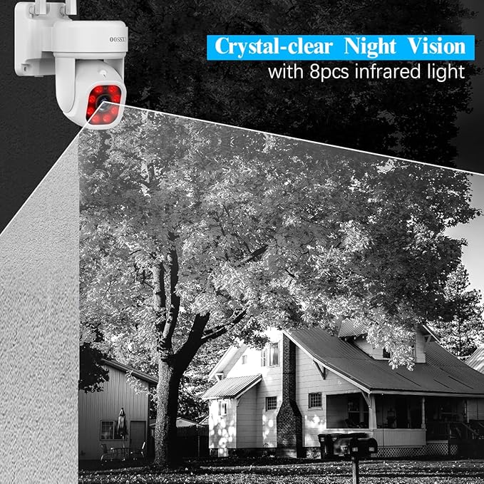 Auto-Tracking & 2-Way Audio PTZ WiFi Outdoor Security Camera System Pan 5MP Wireless Cameras System 10 Channel NVR Video Surveillance DVR Set