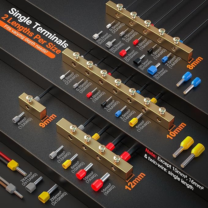 Preciva Ferrule Crimping Tool Kit, Self-Adjustable Ratchet Crimper for AWG 28-5 Ferrules - Includes 1275PCS Hexagonal Double & Single Wire Connectors