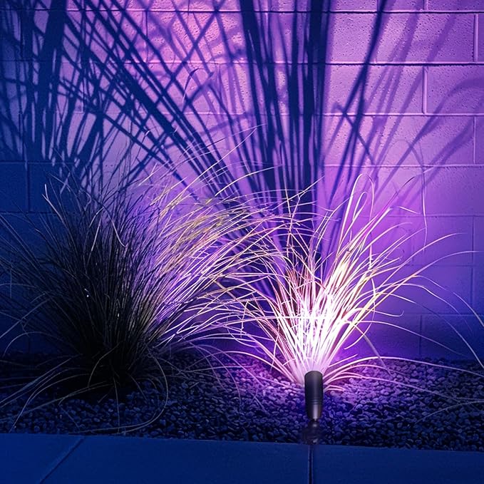 Smart RGB Low Voltage Landscape Lighting, 12V Color Changing Outdoor Spot Lights, Waterproof IP65 LED Garden Lights with App Control, Warm White to Multicolor, Uplight for Driveway (4Pack)