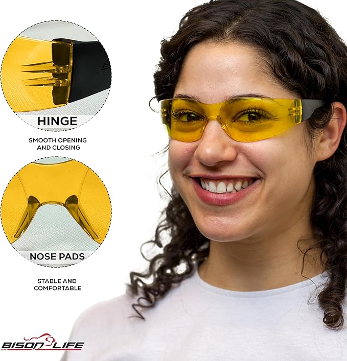 BISON LIFE Keystone Color Lens Safety Glasses | Anti Scratch | Impact Resistance | ANSI Z87.1 Standard | UV 400 Protection