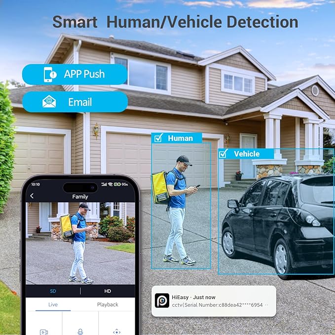 5MP PoE IP Dome Security Camera,Full Color Night Vision,Human Detection,2.8mm Wide Angle,Built-in Mic for Two-Way Audio,Outdoor IP66 CCTV Camera in Metal Housing (SD Card Not Included)