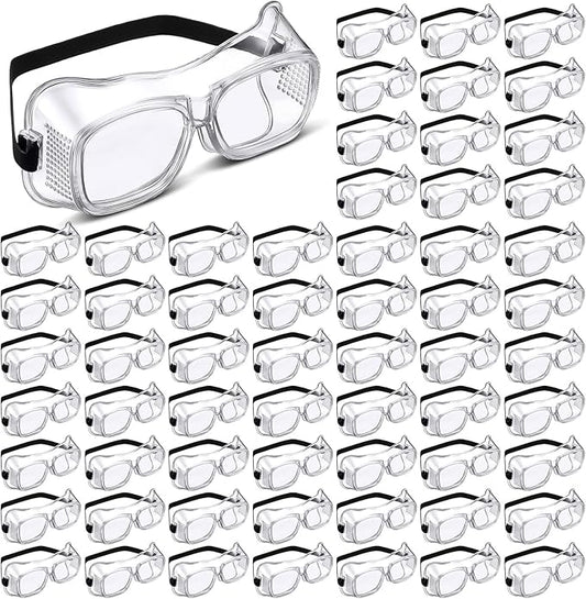 100 Pairs Safety Goggles Anti-fog Protective Safety Glasses Anti Scratch Eye Protection Clear Lens Onion Goggles Anti Dust Glasses Lightweight Eyewear for Science Lab Chemistry Construction