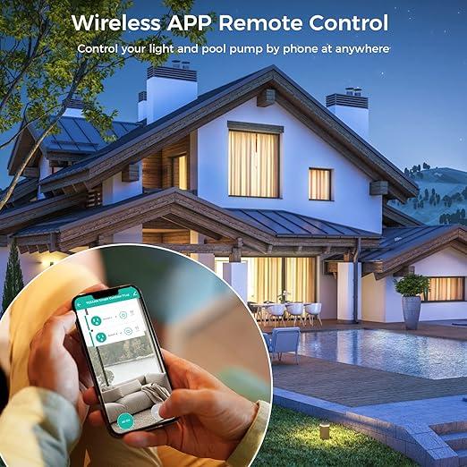 Outdoor Smart Plug Waterproof, TESSAN Smart WiFi Outlet Compatible with Alexa, Google Assistant, 2 Individual Sockets Outside Power Strip with Switch, 2.4GHz Wi-Fi Only, for Lights and 2HP Pool Pump