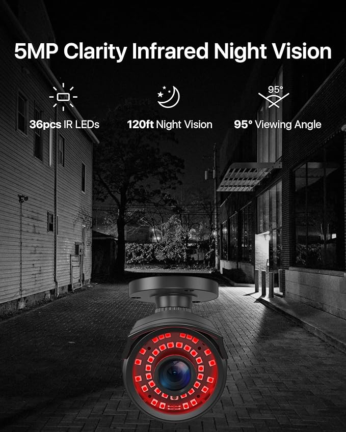 ZOSI 4 Pack 5MP 3K Add-on Security POE Camera with Cable, 2880 x 1620 Indoor Outdoor Bullet IP Camera, 120ft Night Vision, 3.6mm Lens, 95°View Angle, IP66 Weatherproof (Only Work with Our PoE NVR)