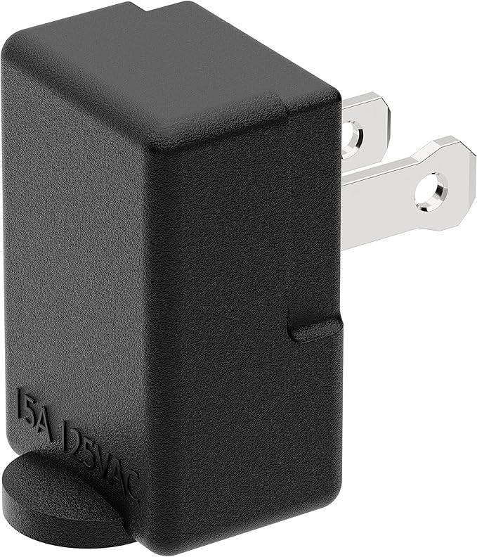 Right Angle Adapter,2-Prong 90 Degree Upward Angled AC Adapter, Polarized 2-Prong L Type Adapter, Vertical Right Angled Down Angle Power Adapter, PA-0507B Black Color