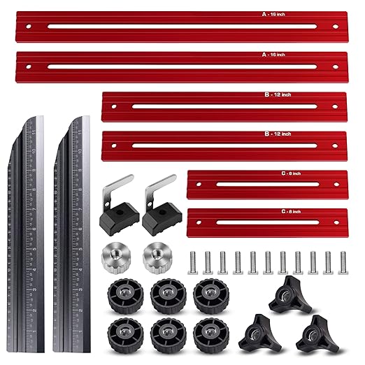 Aircraft-Grade Aluminum Stair Tread Template Tool – Adjustable Stair Tread Gauge & Jig | 16”,12”,8” Extension Kit (6-Piece Set) | Precision Stair Measuring Tool for Contractors & DIY