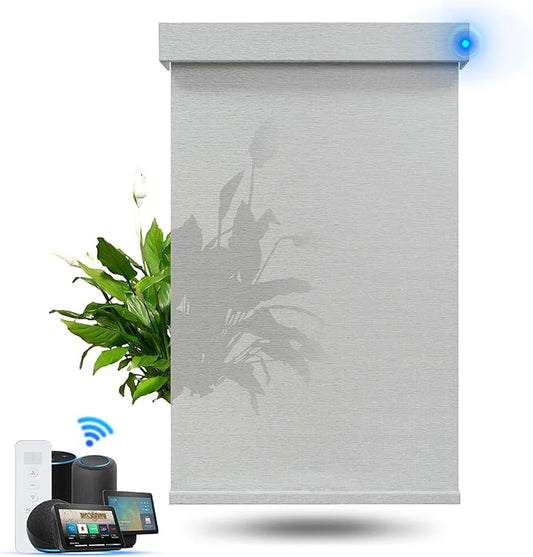 Motorized Blinds with Remote, Light Filtering Smart Roller Blinds Compatible with Apple Homekit Google Home and Alexa, Automatic Window Blinds Customize, Grey