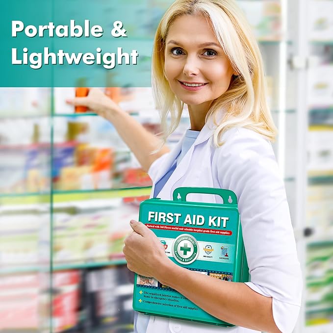 General Medi 360 Pieces Hardcase First Aid Kit - Comprehensive Large First Aid Box Contains Premium Medical Supplies for Travel, Home, Office, Vehicle, Camping, Workplace & Outdoor