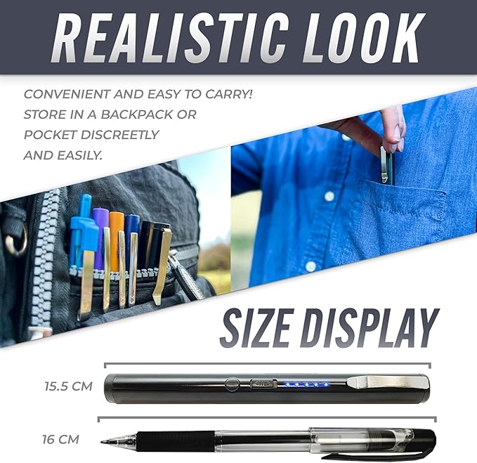 Streetwise Pain Pen 25,000,000 Volts Stun Gun for Self Defense - Tactical Stun Pen for Women and Men, USB Rechargeable, Battery Indicator, Durable Clip, Compact and Concealable for Protection