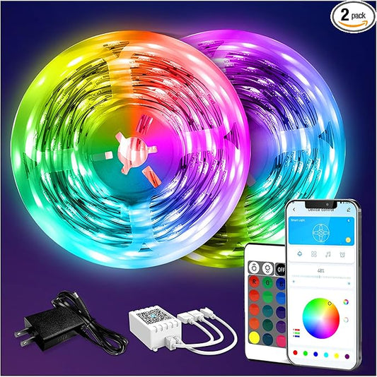 DAYBETTER LED Strip Lights 130ft Lights Strip for Bedroom, Desk, Indoor Room Bedroom Brithday Gifts RGB Decor with Remote and 24V Power Supply
