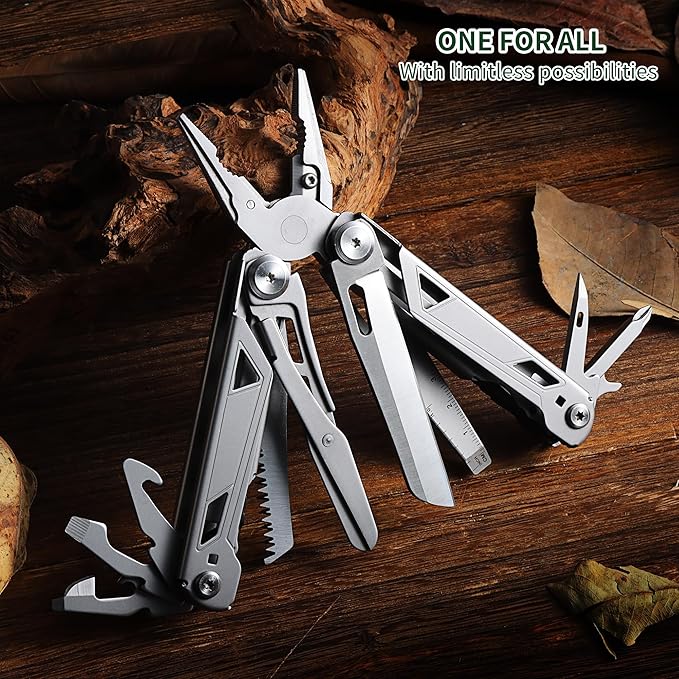 17-In-1 Multitool, Gifts for Men Dad Him Multi Tool Pliers, EDC Multi-Tool Kits, Stocking Stuffers Pocket Knife Gadgets for Camping Hiking Surviving Fishing Hunting