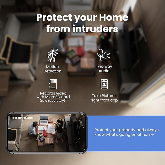 Feit Electric Smart Security Camera Bulb, 2K QHD Resolution, 2-Way Audio, Human Tracking, 350° Pan, Night Vision, Motion Alerts, E26 Base, Alexa/Google Assistant Compatible, CAM/PAN/WIFI/E26/2K