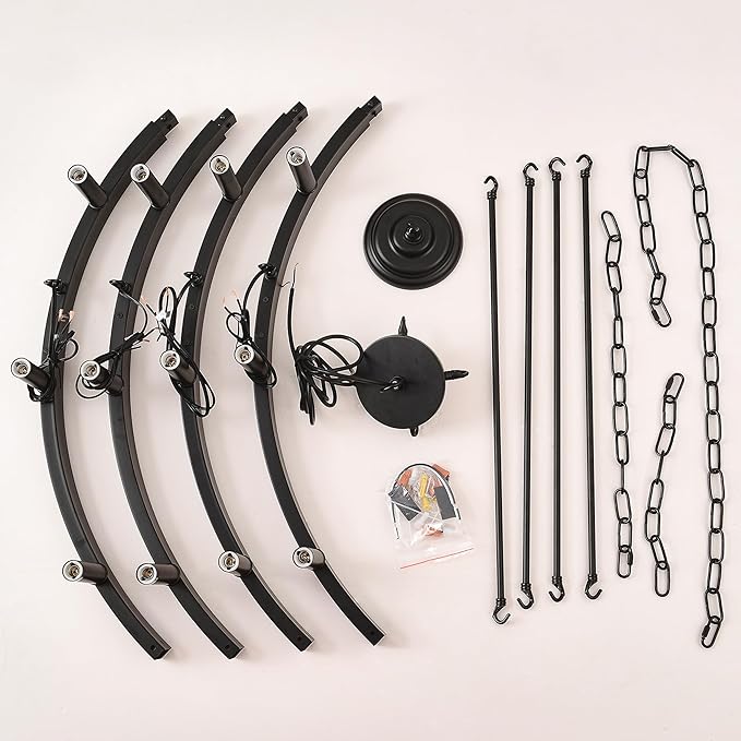 40 Inch Black Farmhouse Wagon Wheel Chandelier,12-Light Round Industrial Pendant Light fixtures for Outdoor Porch high Ceilings Living Dining Room Foyer Entryway