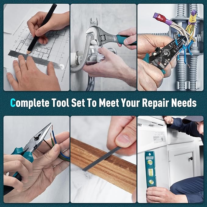 Sundpey 379-PCs Home Tool Kit - Portable Complete Household and Auto Repair Tool Set - Hand General Basic Tool Box Storage Case with Drawer - Full Basic Toolkit for Handyman & Diyer & Homeowner