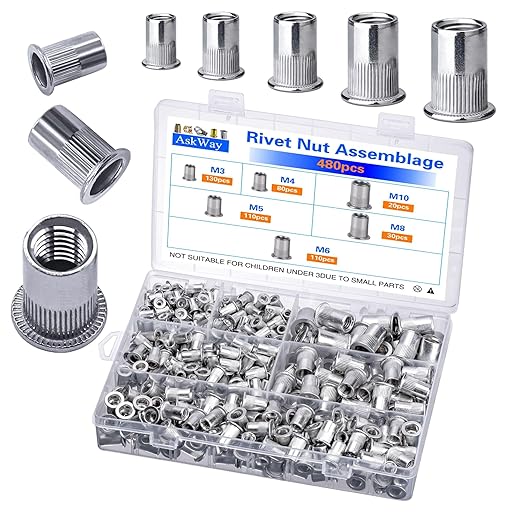 Rivet Nut Combination Kit 480PCS, Embedded Rivet Nuts, Rivet Nut Sorting Tool, M10 M8 M6 M5 M4 M3, for Automotive, Home Decoration and Industrial Applications