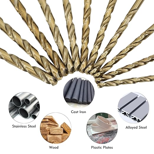 21Pcs Cobalt Drill Bits Set, M35 HSS, 135 Degree Tip, Twist Jobber Length Drill Bit for Hardened Metal, Cast Iron, Stainless Steel, Plastic and Wood with Metal Indexed Storage Case 1/16"-3/8"