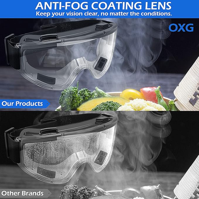 OXG 6 Pack Safety Goggles ANSI Z87.1 Glasses, Anti-Fog Protective Safety Glasses Lab Goggles Men Women Eye Protection Goggles