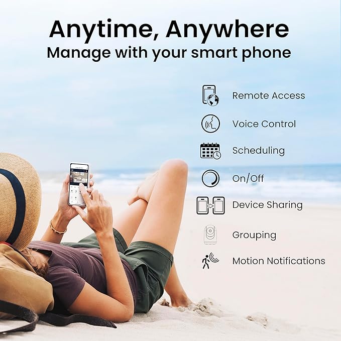 Feit Electric Indoor Security Camera with Motion Detection, 30ft. Night Vision, Pan and Tilt Head, 2.4GHz WiFi, 2-Way Audio, 1080p HD, Works with Alexa & Google Asst, Plug-in, White, CAM/PAN/WiFi/G2