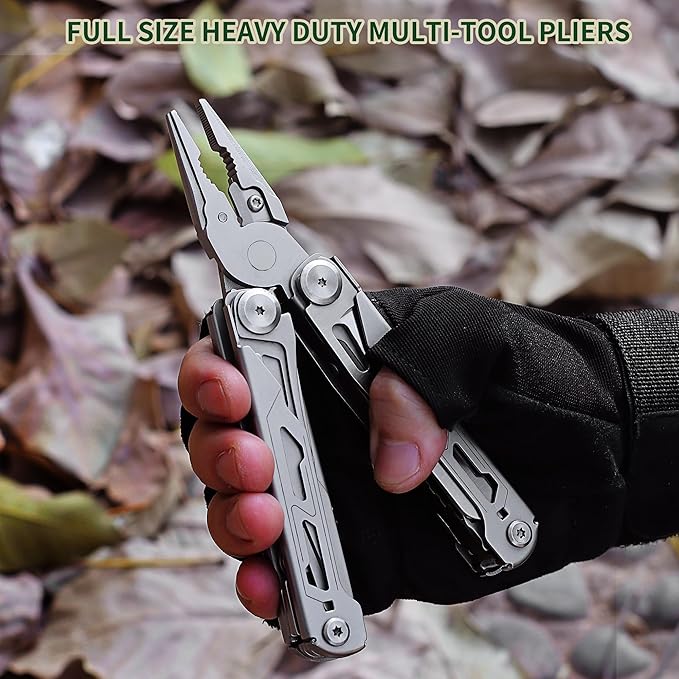 17-In-1 Multitool, Gifts for Men Dad Him Multi Tool Pliers, EDC Multi-Tool Kits, Stocking Stuffers Pocket Knife Gadgets for Camping Hiking Surviving Fishing Hunting