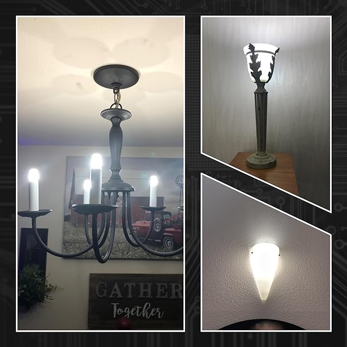 E12 Candelabra LED Light Bulbs Dimmable 4W Equivalent 40 Watt 450lm 6000K Bright Daylight White Candle Bulbs for Chandelier Pendant Dining Rooms Living Rooms Bedrooms Office, 4 Pack