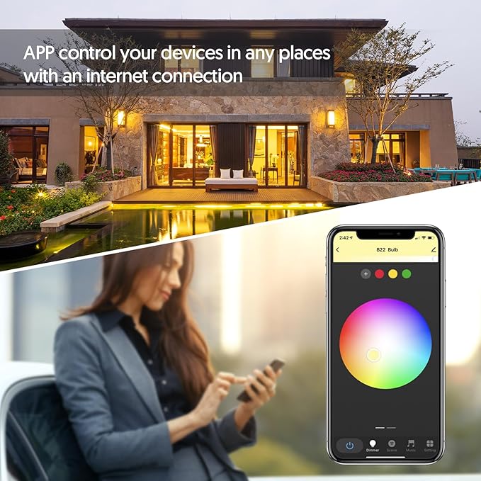 6 Pack E12 Smart Candelabra Light Bulbs – RGB + Tunable White Type B Smart LED Bulb Music Sync, Schedule & Group Control, Candle Bulb Compatible with Alexa & Google Home for Chandelier, 5W (50W Eq.)