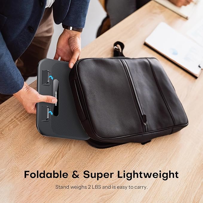 OMOTON Laptop Stand for Desk with 360° Rotating Base, Ergonomic Laptop Riser for Collaborative Work, Easy Storage, Fits MacBook/All Laptops up to 14 inches, Black