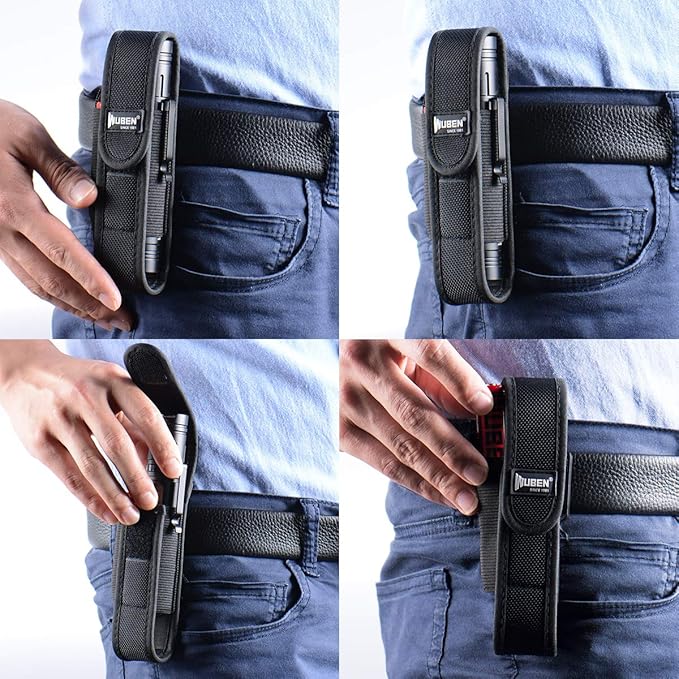 WUBEN Flashlight Holster LED Tactical Flash Light Nylon Pouch Holder Belt Adjustable Heavy Duty Flashlight Carry Case 5.5"x1.2" (Flashlight not Included)