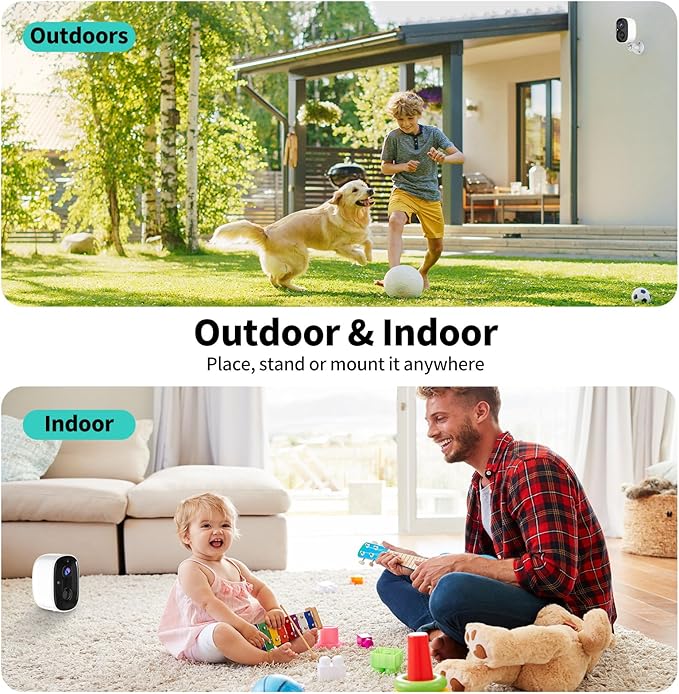 2K UHD Smart Wireless Security Camera Indoor/Outdoor,WiFi Camera with Color Night Vision, Battery Powered,Motion Detection, 2-Way Audio, Weatherproof, Cloud/SD Storage for Home Security,4 Pack