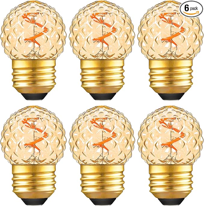 G40 Replacement Bulbs Night Light Bulbs Small Edison Light Bulb Base Sizes Chart Mini Globe Low Watt Light Bulbs 1W(10W Equivalent),AC120V Warm White 2200K 80LM,Outdoor Holiday Decorative Bulb,2 Pack