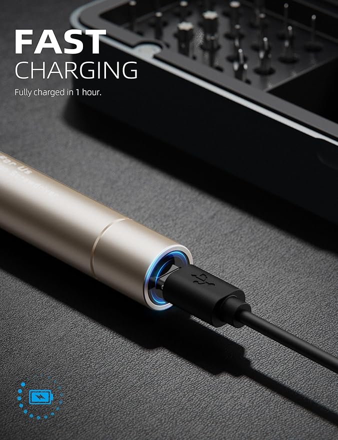 iFu Mini Electric Screwdriver, 90 in 1 Precision Screwdriver Set – Small Cordless Power Screwdriver with LED Light & 64 Magnetic Bits, Repair Tool for Phone Laptop Camera Watch Computer