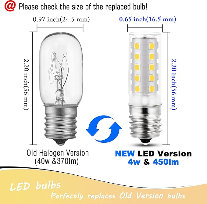 E17 Intermediate Base LED Appliance Light Bulb Over Stove 4 Watt Equivalent 40 Watt 4000K Natural White for Chandelier Ceiling Fan Microwave Range Hood Light Bulbs,Non-Dimmable,450lm,5pack